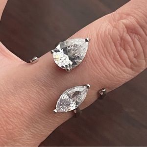 Silver Crystal Twin Ring